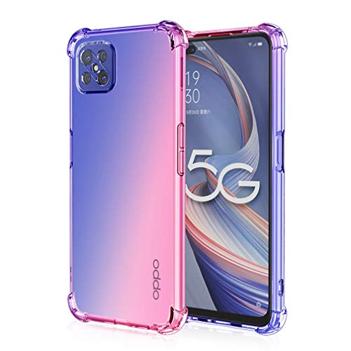 HAOTIAN Hülle für Oppo Reno 4Z 5G(Reno4 Z 5G), Farbverlauf-TPU Handyhülle, [Vier Ecken Verstärken] Weiche Transparent Silikon Soft TPU Case Schock-Absorption Durchsichtig Schutzhülle (Blau/Rosa) von HAOTIAN