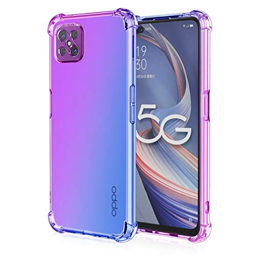 HAOTIAN Hülle für Oppo Reno 4Z 5G(Reno4 Z 5G), Farbverlauf-TPU Handyhülle, [Vier Ecken Verstärken] Weiche Transparent Silikon Soft TPU Case Schock-Absorption Durchsichtig Schutzhülle (Lila/Blau) von HAOTIAN