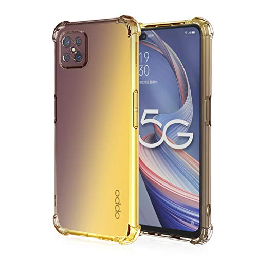 HAOTIAN Hülle für Oppo Reno 4Z 5G(Reno4 Z 5G), Farbverlauf-TPU Handyhülle, [Vier Ecken Verstärken] Weiche Transparent Silikon Soft TPU Case Schock-Absorption Durchsichtig Schutzhülle (Schwarz/Gold) von HAOTIAN