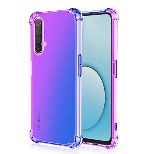 HAOTIAN Hülle für Realme X3 SuperZoom Hülle, Farbverlauf-TPU Handyhülle, [Vier Ecken Verstärken] Weiche Transparent Silikon Soft TPU Case Schock-Absorption Durchsichtig Schutzhülle (Lila/Blau) von HAOTIAN