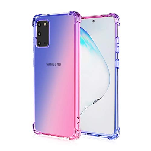 HAOTIAN Hülle für Samsung Galaxy A31 Hülle, Farbverlauf-TPU Handyhülle, [Vier Ecken Verstärken] Weiche Transparent Silikon Soft TPU Case Schock-Absorption Durchsichtig Schutzhülle (Blau/Rosa) von HAOTIAN
