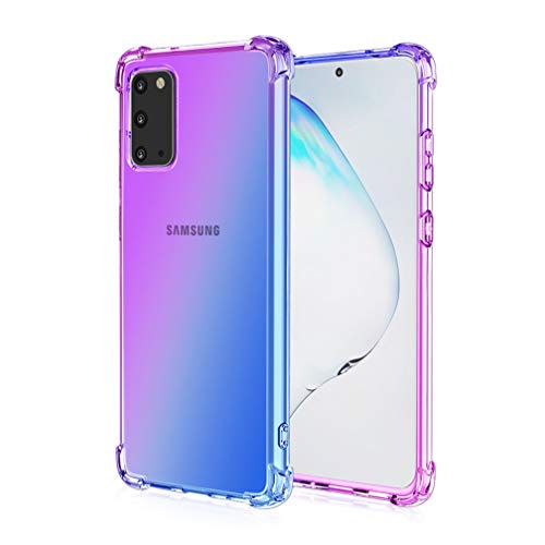 HAOTIAN Hülle für Samsung Galaxy A41 Hülle, Farbverlauf-TPU Handyhülle, [Vier Ecken Verstärken] Weiche Transparent Silikon Soft TPU Case Schock-Absorption Durchsichtig Schutzhülle (Lila/Blau) von HAOTIAN