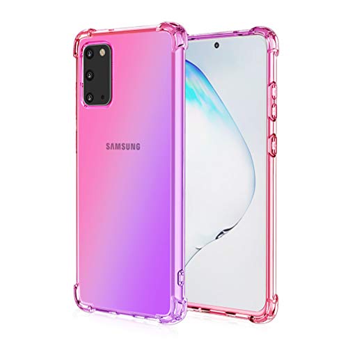 HAOTIAN Hülle für Samsung Galaxy A41 Hülle, Farbverlauf-TPU Handyhülle, [Vier Ecken Verstärken] Weiche Transparent Silikon Soft TPU Case Schock-Absorption Durchsichtig Schutzhülle (Pink/Lila) von HAOTIAN