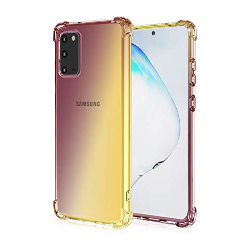 HAOTIAN Hülle für Samsung Galaxy A41 Hülle, Farbverlauf-TPU Handyhülle, [Vier Ecken Verstärken] Weiche Transparent Silikon Soft TPU Case Schock-Absorption Durchsichtig Schutzhülle (Schwarz/Gold) von HAOTIAN