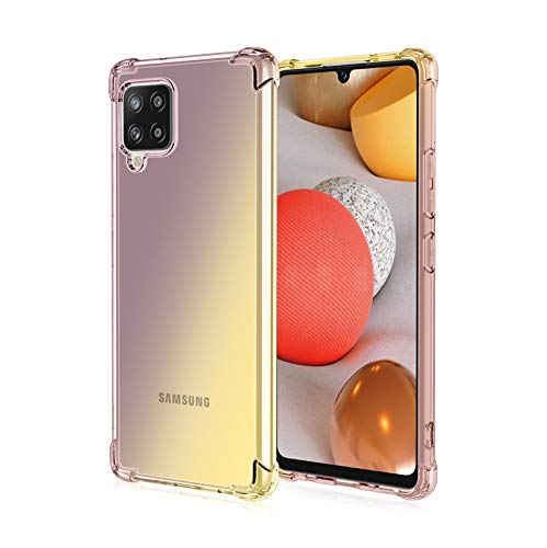 HAOTIAN Hülle für Samsung Galaxy A42 5G Hülle, Farbverlauf-TPU Handyhülle, [Vier Ecken Verstärken] Weiche Transparent Silikon Soft TPU Case Schock-Absorption Durchsichtig Schutzhülle (Schwarz/Gold) von HAOTIAN