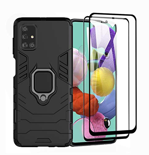 HAOTIAN Hülle für Samsung Galaxy M51 + 2 Panzerglas, Handyhülle mit 360 Grad Finger-Halter Kickstand für Magnetische KFZ-Halterung, Silica TPU + Harter PC Hybrid Schutzhülle Cover.Schwarz HAOTIAN Hülle für Samsung Galaxy M51 + 2 Panzerglas, Handyhülle mit 360 Grad Finger-Halter Kickstand für Magnetische KFZ-Halterung, Silica TPU + Harter PC Hybrid Schutzhülle Cover.Schwarz von HAOTIAN