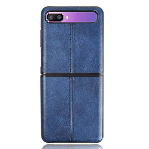 HAOTIAN Hülle für Samsung Galaxy Z Flip Hülle, Ultra-Slim Silikon Handyhülle Leder-Look Retro Schutzhülle, Stoßfeste Handy-Tasche für Samsung Galaxy Z Flip, Blau von HAOTIAN