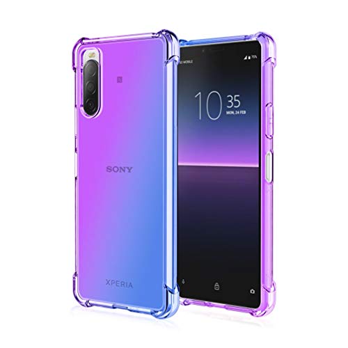 HAOTIAN Hülle für Sony Xperia 1 II Hülle, Farbverlauf-TPU Handyhülle, [Vier Ecken Verstärken] Weiche Transparent Silikon Soft TPU Case Schock-Absorption Durchsichtig Schutzhülle (Lila/Blau) von HAOTIAN
