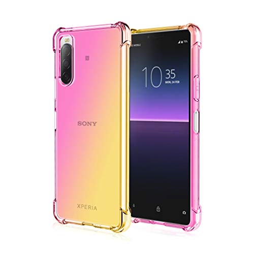 HAOTIAN Hülle für Sony Xperia 1 II Hülle, Farbverlauf-TPU Handyhülle, [Vier Ecken Verstärken] Weiche Transparent Silikon Soft TPU Case Schock-Absorption Durchsichtig Schutzhülle (Pink/Gold) von HAOTIAN