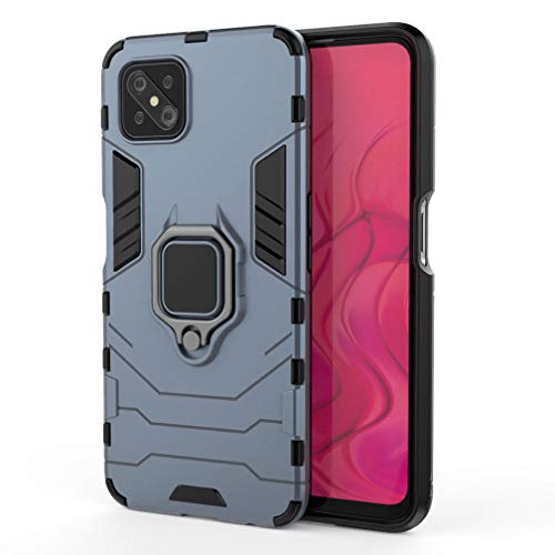 HAOTIAN Hülle kompatibel für Oppo Reno 4Z 5G(Reno4 Z 5G), Handyhülle mit 360 Grad Finger-Halter Kickstand für magnetische KFZ-Halterung, Dual Layer Silica TPU + Harter PC Schutzhülle Cover. Blau von HAOTIAN