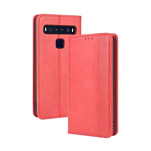 HAOTIAN Leder Hülle für TCL 10L / TCL 10 Lite, Premium PU/TPU Leder Folio Hülle Schutzhülle Handyhülle, Flip Case Klapphülle Lederhülle mit Standfunktion & Kartensteckplätzen, Rot von HAOTIAN