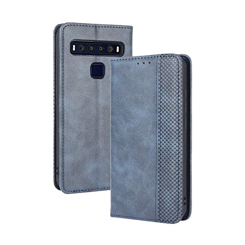 HAOTIAN Leder Hülle für TCL 10L / TCL 10 Lite, Premium PU/TPU Leder Folio Hülle Schutzhülle Handyhülle, Flip Case Klapphülle Lederhülle mit Standfunktion & Kartensteckplätzen, Blau von HAOTIAN