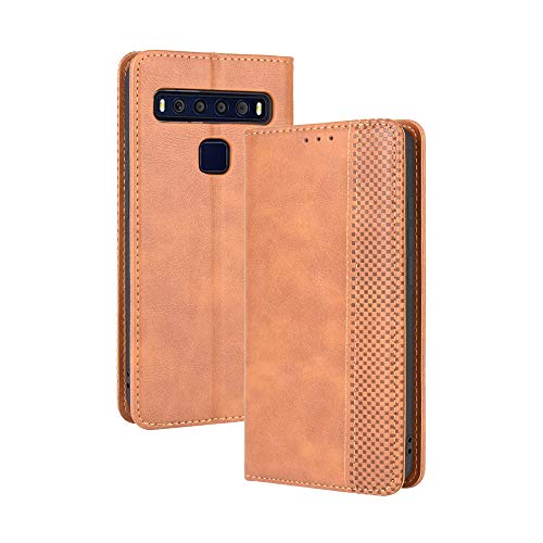 HAOTIAN Leder Hülle für TCL 10L / TCL 10 Lite, Premium PU/TPU Leder Folio Hülle Schutzhülle Handyhülle, Flip Case Klapphülle Lederhülle mit Standfunktion & Kartensteckplätzen, Braun von HAOTIAN