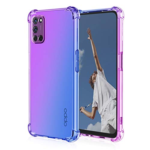 HAOTIAN Schutzhülle für Oppo A52/A72/A92, mit Farbverlauf, TPU, verstärkte Ecken, transparent, stoßfest, weiches TPU-Silikon (blau/violett) von HAOTIAN