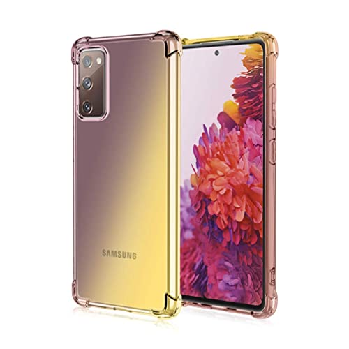HAOTIAN Schutzhülle für Samsung Galaxy S20 FE 5G, Farbverlauf, TPU, verstärkte Ecken, transparent, stoßfest, weich, TPU, Silikon, Bumper (Schwarz/Gold) von HAOTIAN