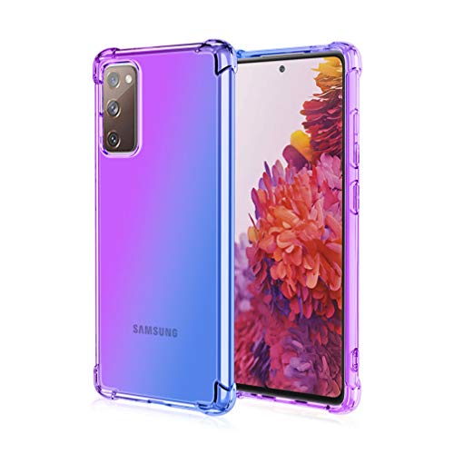 HAOTIAN Schutzhülle für Samsung Galaxy S20 FE 5G, mit Farbverlauf, TPU, verstärkte Ecken, transparent, stoßfest, weiches TPU-Silikon (blau/violett) von HAOTIAN