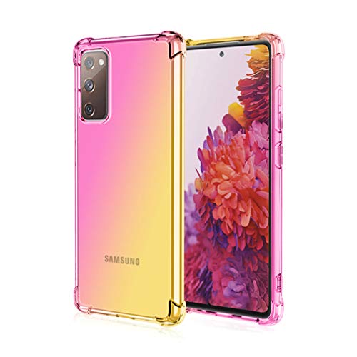 HAOTIAN Schutzhülle für Samsung Galaxy S20 FE 5G, Farbverlauf, TPU, verstärkte Ecken, transparent, stoßfest, weiches TPU-Silikon (Rosa/Gold) von HAOTIAN