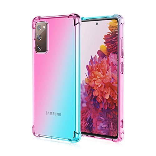 HAOTIAN Schutzhülle für Samsung Galaxy S20 FE 5G, Farbverlauf, TPU, verstärkte Ecken, transparent, stoßfest, weiches TPU-Silikon (Rosa/Grün) von HAOTIAN