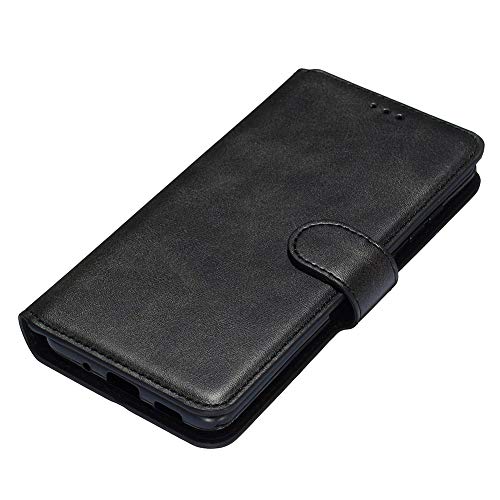 HAOTIAN Schutzhülle für Xiaomi Redmi 9AT/Redmi 9A, Geldbörse, Magnetverschluss, PU-Leder, Flip Case, stoßfest, Schutzhülle mit Kartenschlitzen/Standfunktion, für Xiaomi Redmi 9AT/Redmi 9A, Schwarz von HAOTIAN