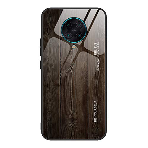 Haotian Hülle für Xiaomi Poco F2 Pro, TPU Stoßfest 9H Panzerglas Holzmaserung Design Farbverlauf-Glas Back Handyhülle, Sehr Guter Schutz Xiaomi Poco F2 Pro. M01 von HAOTIAN