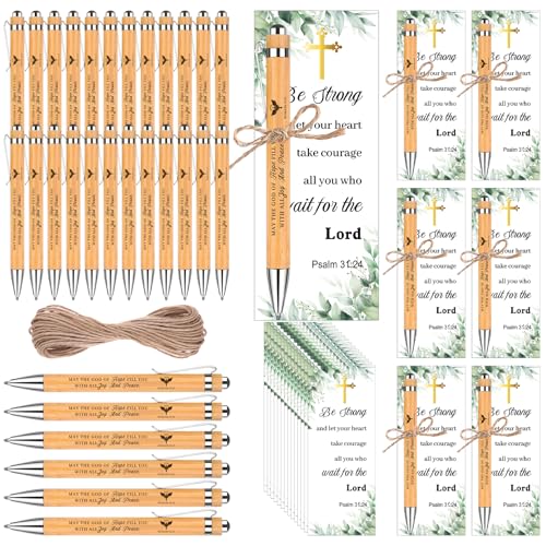 HAOWANWW 60 Stück/30 Bibel-Geschenke-Set, Bambusstifte, christliches Geschenkset, 30 Holz-Bambusstifte, 30 inspirierende Schrift, Zitatkarten mit 10 Meter Schnur HAOWANWW 60 Stück/30 Bibel-Geschenke-Set, Bambusstifte, christliches Geschenkset, 30 Holz-Bambusstifte, 30 inspirierende Schrift, Zitatkarten mit 10 Meter Schnur von HAOWANWW