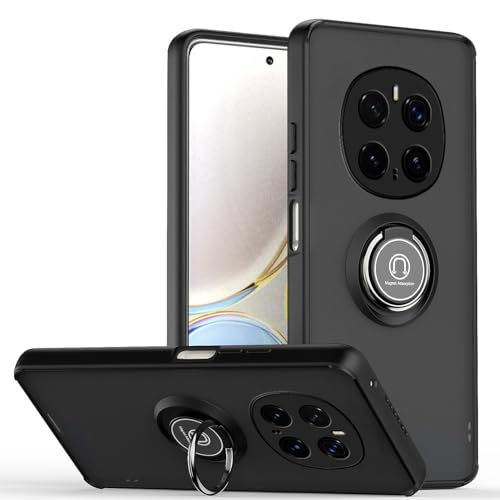HAOYE Hülle für Huawei Honor Magic 7 Pro / Magic7 Pro, Durchscheinend Handyhülle mit 360 Grad Finger-Halter Kickstand, Dual Layer Silica TPU + Harter PC Schutzhülle Case. Schwarz von HAOYE