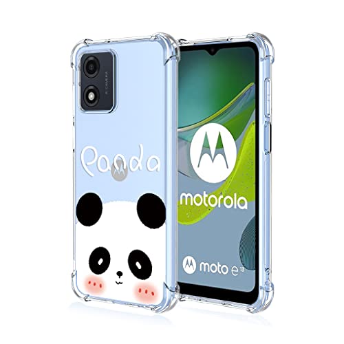 HAOYE Hülle für Motorola Moto E13, Malstil in Frischen Farben Ultra Dünn Handyhülle Transparent Rückseite Weich Silikon TPU Bumper Flexible Schutzhülle, Panda von HAOYE