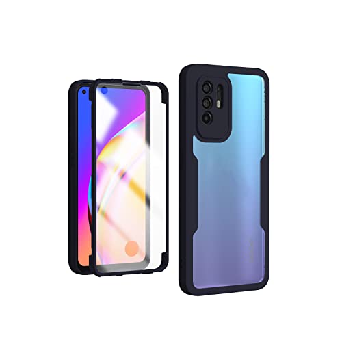 HAOYE Hülle für Oppo A94 5G / Reno 5Z 5G (Reno5 Z 5G), 360-Grad-Schutz Transparent Handyhülle mit Bildschirmschutz, Dual Layer Silica TPU + Harter PC Schutzhülle Case. Schwarz von HAOYE