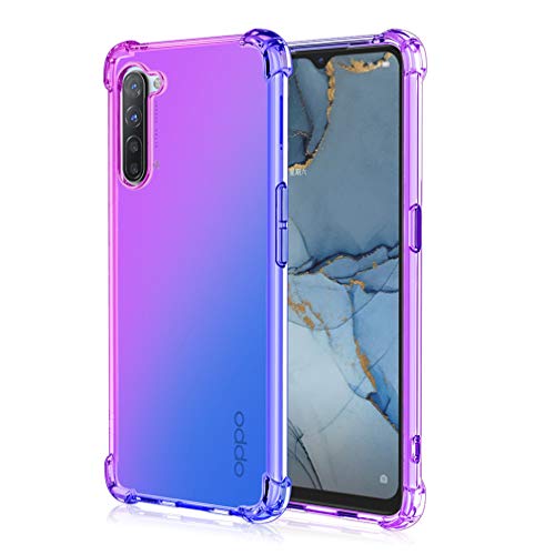 HAOYE Hülle für Oppo Find X2 Lite Hülle, Farbverlauf-TPU Handyhülle, [Vier Ecken Verstärken] Weiche Transparent Silikon Soft TPU Case Schock-Absorption Durchsichtig Schutzhülle (Lila/Blau) von HAOYE