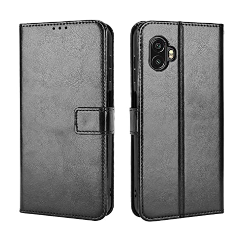 HAOYE Hülle für Samsung Galaxy Xcover 6 Pro, Handyhülle Flip Brieftasche Schutzhülle, Premium TPU/PU Leder Case Cover mit Ständer Funktion & Kartenfach & Magnetic. Schwarz von HAOYE