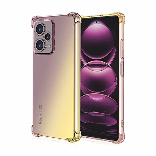 HAOYE Hülle für Xiaomi Redmi Note 12 Pro+ (Plus), Farbverlauf-TPU Handyhülle, [Ecken Verstärken] Weiche Transparent Silikon Soft TPU Case Schock-Absorption Schutzhülle (Schwarz/Gold) von HAOYE