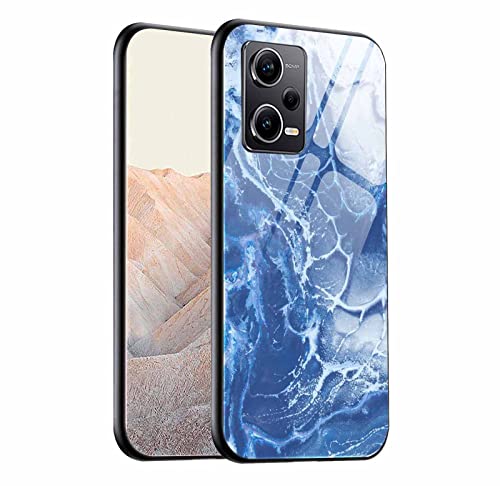 HAOYE Hülle für Xiaomi Redmi Note 12 Pro+ (Plus), Marmor Textur-Glas Back Cover Handyhülle, Ultra Thin TPU Silikon Grenze Shock Absorption Stoßfest Case Schutzhülle(3) von HAOYE