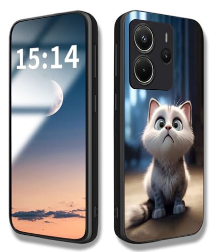 HAOYE Hülle für Xiaomi Redmi Note 14 4G (Not for 5G), Süßes Katzenmuster Handyhülle, Ultra Thin Cover TPU Silikon Shock Absorption Stoßfest Case Schutzhülle (Weiße Katze) von HAOYE