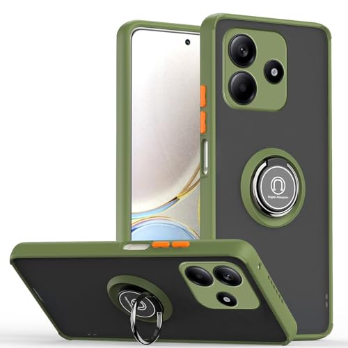 HAOYE Hülle für Xiaomi Redmi Note 14 5G (Not for 4G), Durchscheinend Handyhülle mit 360 Grad Finger-Halter Kickstand, Dual Layer Silica TPU + Harter PC Schutzhülle Case. Armeegrün von HAOYE
