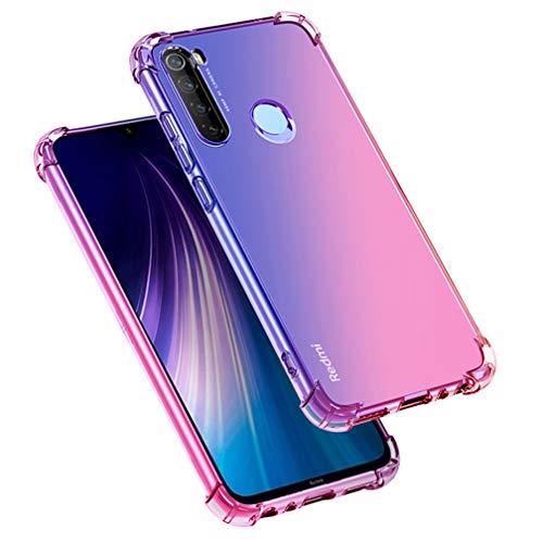 HAOYE Hülle für Xiaomi Redmi Note 8T Hülle, Farbverlauf-TPU Handyhülle, [Vier Ecken Verstärken] Weiche Transparent Silikon Soft TPU Case Schock-Absorption Durchsichtig Schutzhülle (Blau/Rosa) von HAOYE