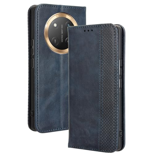 HAOYE Leder Hülle für Huawei Honor Magic 7 Lite / Magic7 Lite, Premium PU/TPU Folio Schutzhülle Handyhülle, Flip Case Cover Klapphülle mit Standfunktion & Kartensteckplätzen, Blau von HAOYE