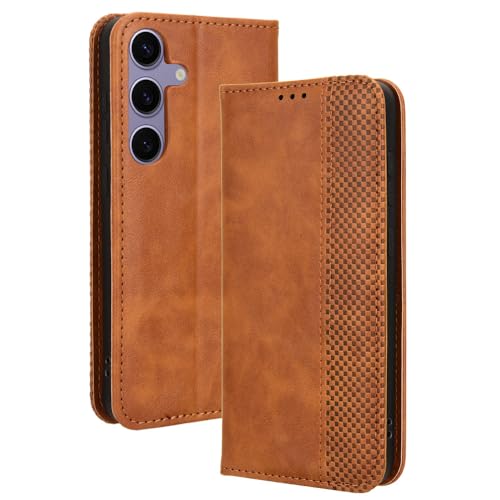 HAOYE Leder Hülle für Samsung Galaxy S24 5G / Samsung S24, Premium PU/TPU Folio Schutzhülle Handyhülle, Flip Case Cover Klapphülle mit Standfunktion & Kartensteckplätzen, Brown von HAOYE