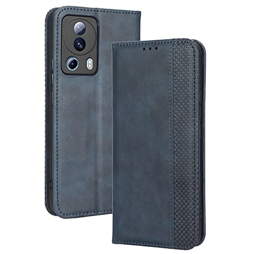 Haoye Leder Hülle für Xiaomi Mi 13 Lite, Premium PU/TPU Folio Schutzhülle Handyhülle, Flip Case Cover Klapphülle mit Standfunktion & Kartensteckplätzen, Blau von HAOYE