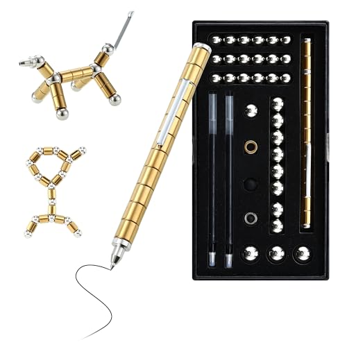 HAOYULUO Magnetischer Kugelschreiber,Fidget Pen,Lustig Multifunktions Magnetstift,Magnet Stift,Geeignet für junge Männer und Frauen, ein kleines Geschenk zum Stressabbau (Gold) von HAOYULUO