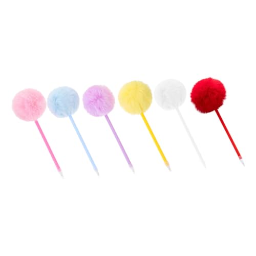 HAPINARY 6 Stück Haarball Schreibstift, Neuheitsstift, Studenten Signierstifte, Plüsch Kugelschreiber, Flauschiger Signierstift, Süßer Kugelschreiber, Flauschiger Ball Kugelschreiber, von HAPINARY