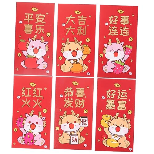 HAPINARY 6 Stück Rote Neujahrsumschläge, Chinesische Neujahrsumschläge, Glücksbringer Geldumschläge, Rote Geldumschläge, Chinesische Neujahrsdekoration, Silvester Zubehör, Rotes Paket HAPINARY 6 Stück Rote Neujahrsumschläge, Chinesische Neujahrsumschläge, Glücksbringer Geldumschläge, Rote Geldumschläge, Chinesische Neujahrsdekoration, Silvester Zubehör, Rotes Paket von HAPINARY