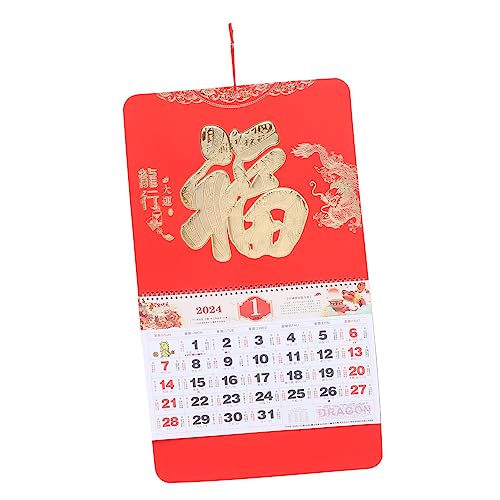 HAPINARY Wandkalender 2024 Mit Segensfiguren, Hängekalender, Dekoration, Wanddekoration, Kalender Für Die Wand, Monatskalender, Dekoration, Chinesischer Drachen Wandkalender, Klar von HAPINARY