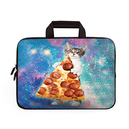 Laptop-Tragetasche, Notebook-Tasche, Ultrabook-Tasche, Tablet-Hülle, Neopren-Hülle, Aktentasche, Cat Take Pizza, For 14" 15-15.6 Inch von HAPPYLIVE SHOPPING