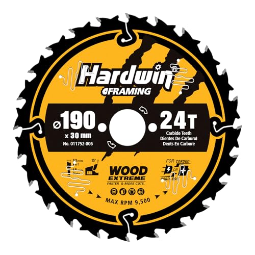 Hardwin Professional 1x Kreissägeblatt für Holz (190x30mm, 24 Zähne ATB, Hochleistungsstahl) – Ideal für Schnellschnitte in Massivholz & OSB – Passend für Tisch- und Handkreissägen Hardwin Professional 1x Kreissägeblatt für Holz (190x30mm, 24 Zähne ATB, Hochleistungsstahl) – Ideal für Schnellschnitte in Massivholz & OSB – Passend für Tisch- und Handkreissägen von HARDWIN