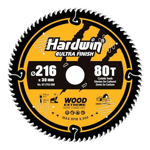HARDWIN 216x30mm 80-Zahn Kreissägeblatt ATB - Premium Hartmetall für Weichholz, Hartholz, Sperrholz, MDF, OSB & Laminat - Kompatibel mit Bosch, Makita, DeWalt (Tisch- & Handkreissägen) HARDWIN 216x30mm 80-Zahn Kreissägeblatt ATB - Premium Hartmetall für Weichholz, Hartholz, Sperrholz, MDF, OSB & Laminat - Kompatibel mit Bosch, Makita, DeWalt (Tisch- & Handkreissägen) von HARDWIN