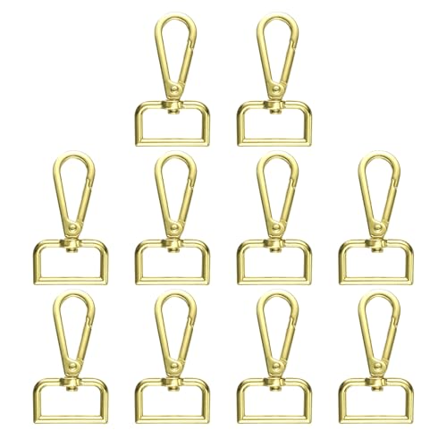 HARFINGTON Karabinerhaken aus Metall, D-Ring, 26 mm, Zinklegierung, 360 Grad drehbar, Karabinerhaken für Schlüsselanhänger, Schmuckband, Bastelarbeiten, helles Gold, 10 Stück HARFINGTON Karabinerhaken aus Metall, D-Ring, 26 mm, Zinklegierung, 360 Grad drehbar, Karabinerhaken für Schlüsselanhänger, Schmuckband, Bastelarbeiten, helles Gold, 10 Stück von HARFINGTON