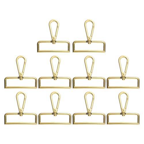 HARFINGTON Karabinerhaken aus Metall, D-Ring, 51 mm, Zinklegierung, 360 Grad drehbar, Karabinerhaken für Schlüsselanhänger, Schmuckband, DIY, Handwerk, Gold, 10 Stück von HARFINGTON