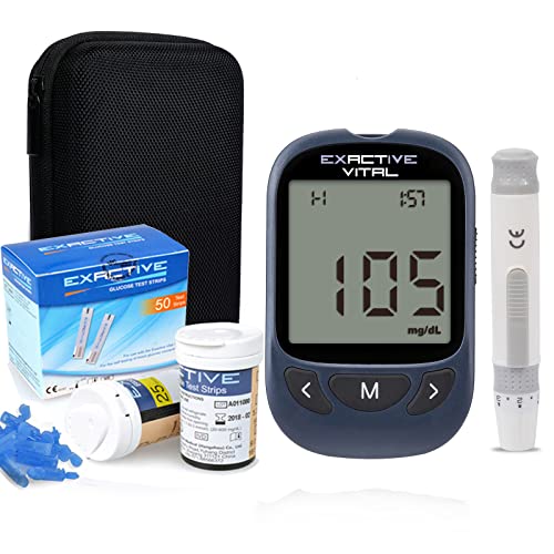 Blutzuckermessgerät, Exactive VITAL Blutzucker-Kit, Diabetes-Blutzucker-Test-Kit mit 50 Teststreifen und 50 Lanzetten - mg/dL von HARPIMER