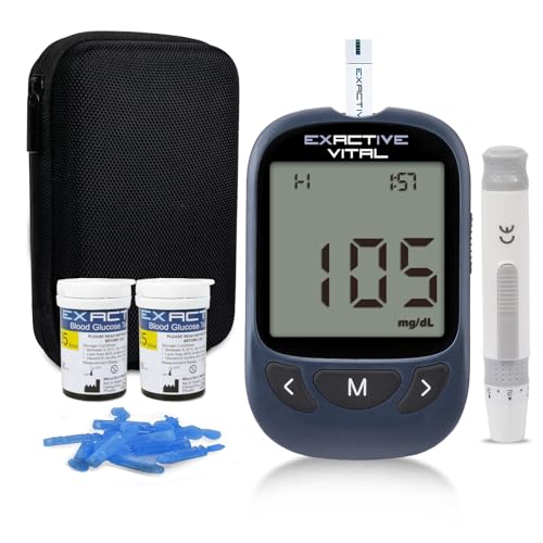 Exactive VITAL Blutzuckermessgerät, Blutzucker-Kit, Diabetes-Blutzucker-Test-Kit mit 50 Teststreifen und 50 Lanzetten - mg/dL von HARPIMER