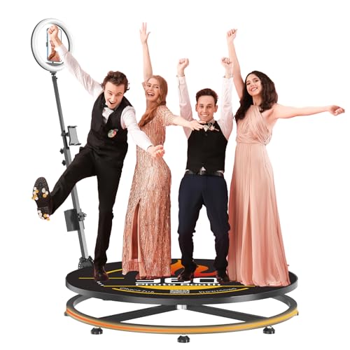 HARZHI 360 Fotoautomat mit Flughülle, automatische 360° drehbare Kamerakabinenmaschine für Partys, Weihnachten, Hochzeitsring, Lichtzubehör, CD-Modell (100cm) von HARZHI
